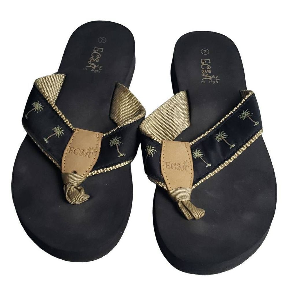 ECSA Palm Tree Flip Flops Sandals - Picture 4 of 9